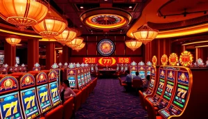 Play exhilarating slot777 games with vibrant machines and lively atmosphere in a casino