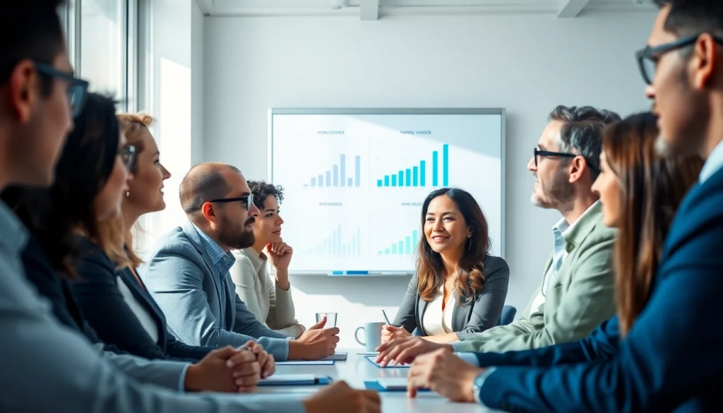 Engaging professionals discussing competitive intelligence faqs in a modern office setting.