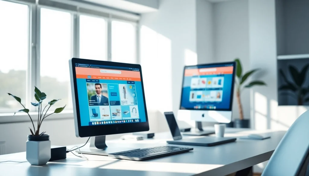 Showcasing an ecommerce website essex in a professional digital workspace with vibrant product listings.