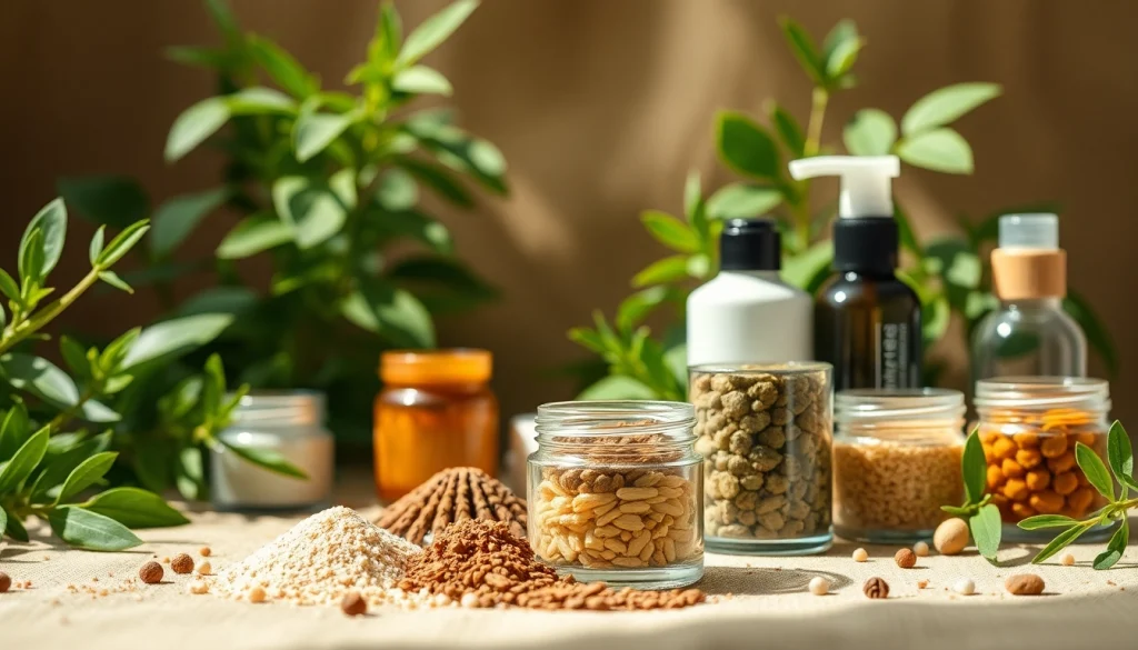Prikaz prirodne kozmetike sa organskim sastojcima u opuštajućem ambijentu.