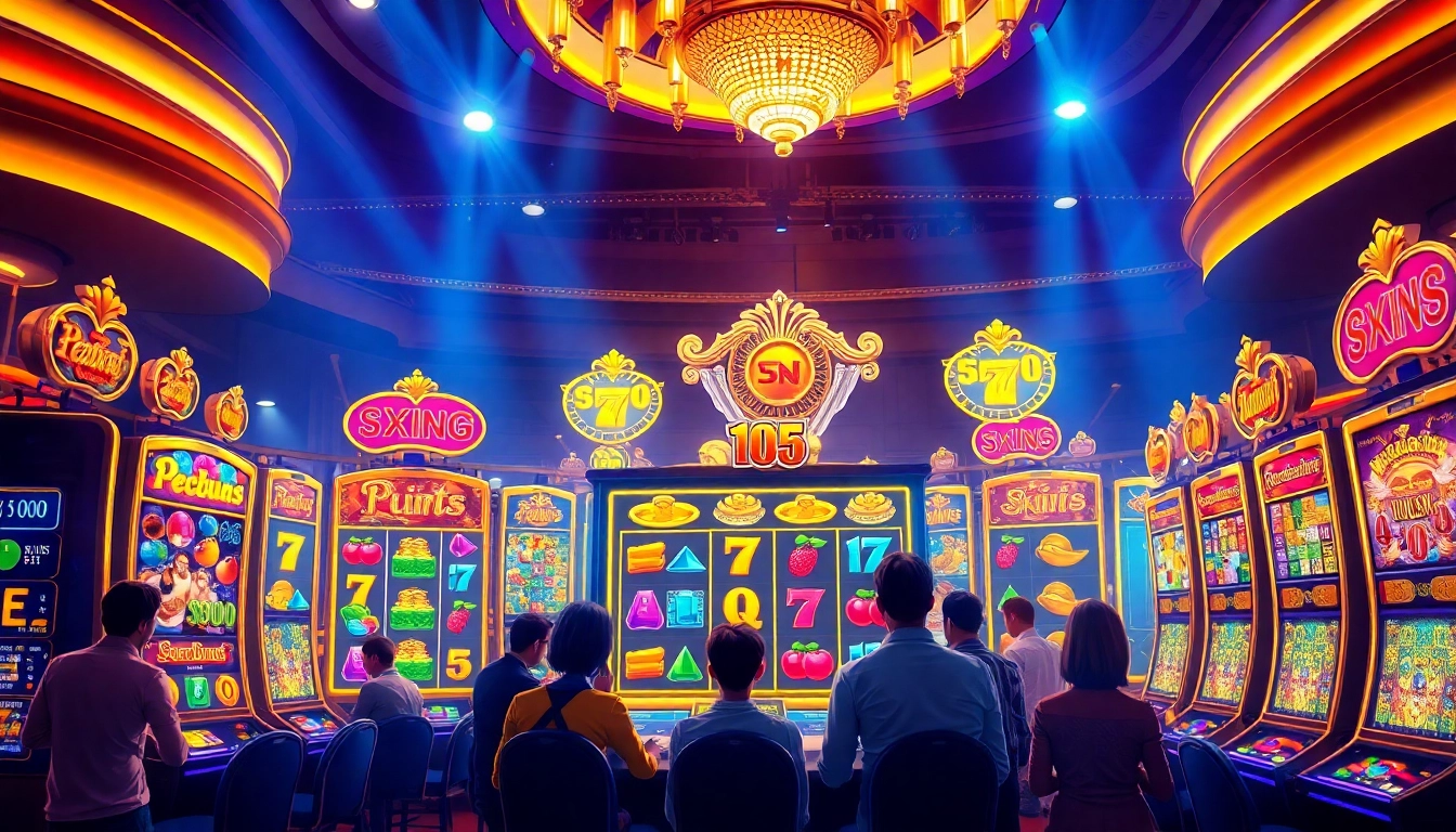 Players enjoying the exhilarating experience of a pragmatic slot machine in a lavish casino.