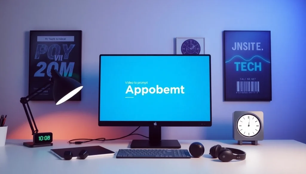 Transform video to prompt AI interface displayed on a modern workspace.