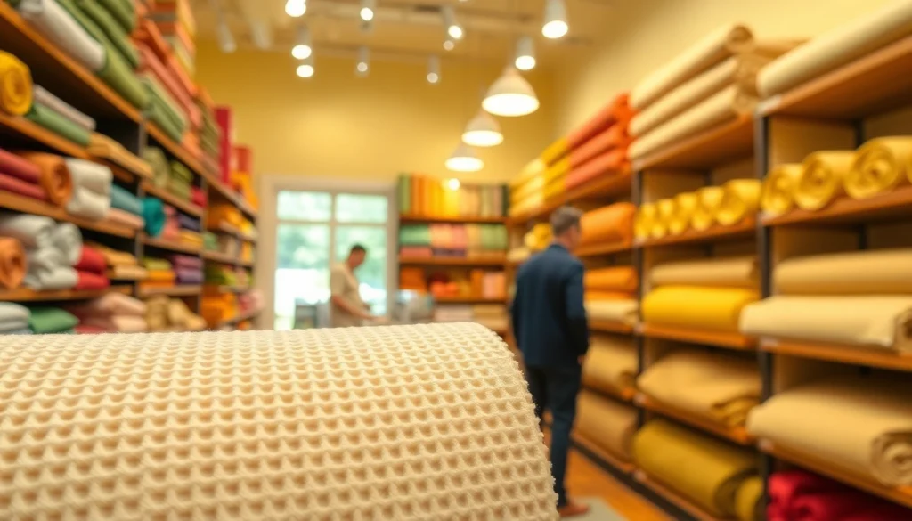 Bekijk goedkope wafelkatoen rolls in een gezellige winkelomgeving met levendige kleuren.