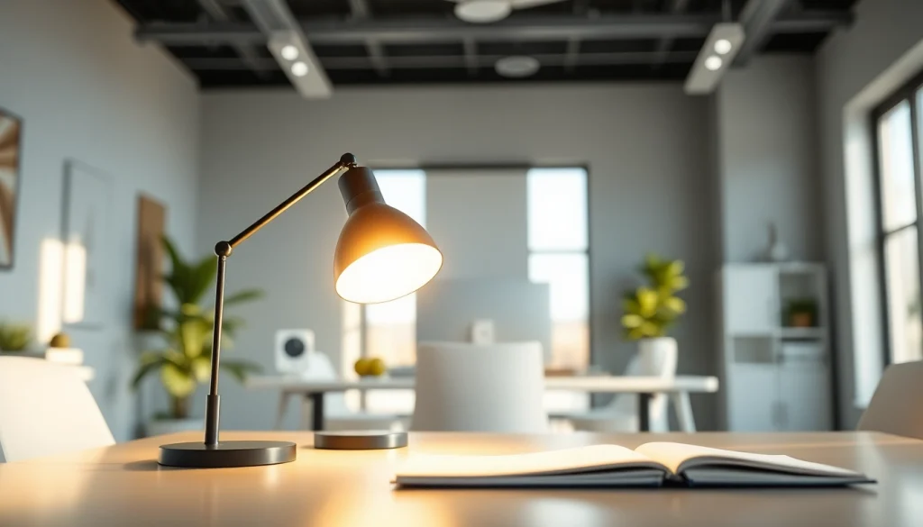 Illuminate your workspace with goodlite, a modern lamp adding warmth and style.