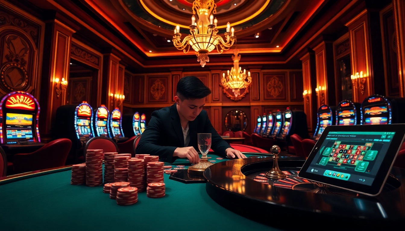 Découvrez l'excitation du meilleur casino en ligne avec des jetons de poker vibrants et une table de roulette.