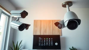 Instalación de alarmas de seguridad de alta tecnología en un entorno doméstico moderno, que muestra tecnología de seguridad avanzada.