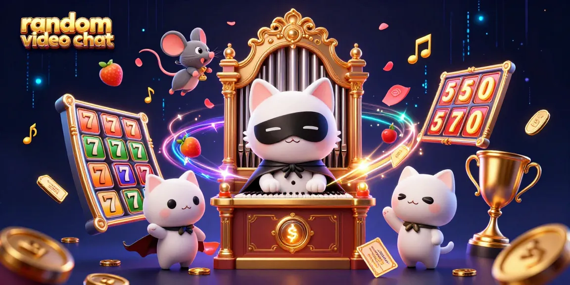 Engage in a lively random video chat with the unique characters at an ornate casino scene.