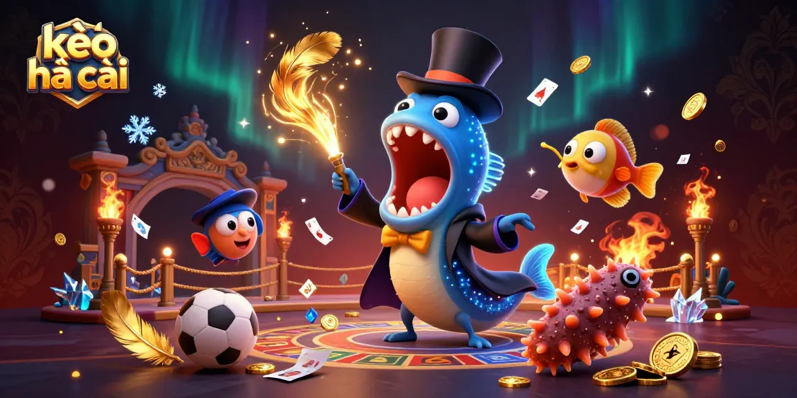Experience thrilling sports betting with kèo nhà cái as animated sea creatures perform magic tricks in a rich gaming scene.