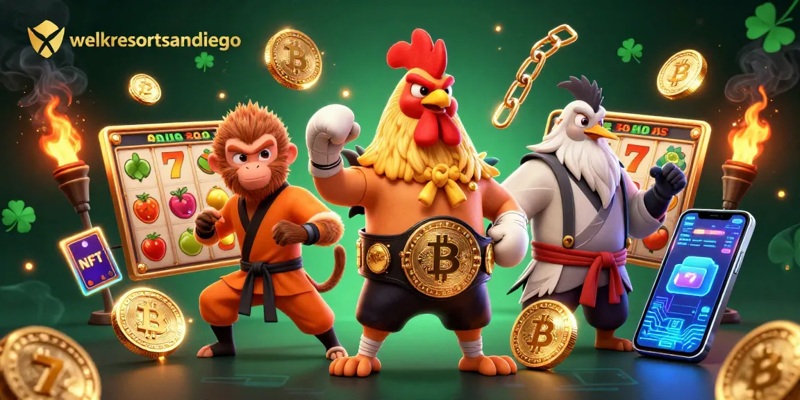 Engage in thrilling wins at welkresortsandiego, featuring vibrant slots, Bitcoin coins, and dynamic characters.