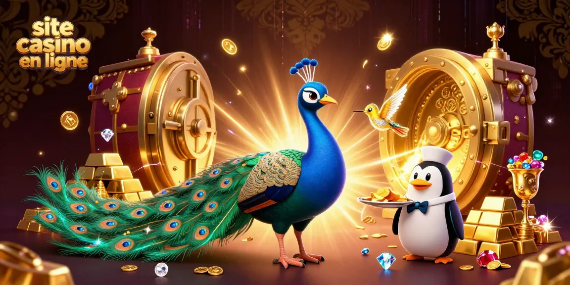 Gagnez sur le site de casino en ligne avec une illustration riche en détails sur les jeux et les gains.