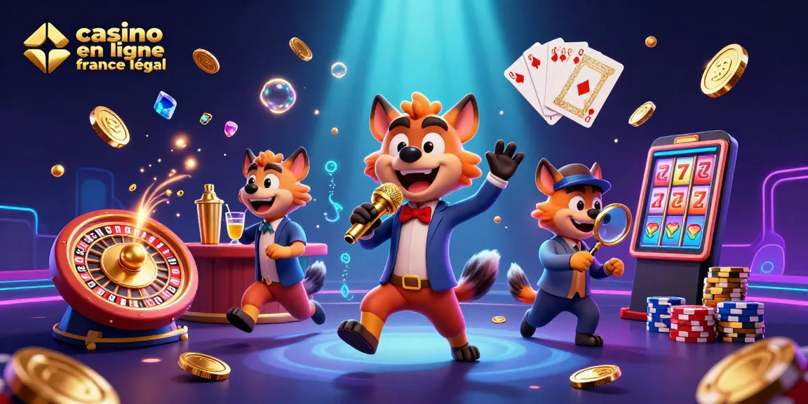 Illustration dynamique d'un casino en ligne légal en France, mettant en avant des hyènes animées.