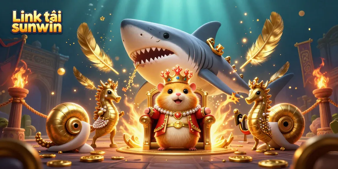 Experience the Link tải sunwin with this vibrant scene showcasing a fierce hamster king and aquatic elements.