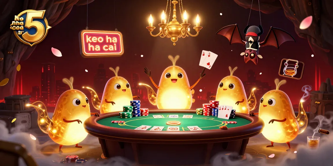 Bet on keo nha cai 5 with glowworms illuminating a vibrant poker scene in a cave casino.