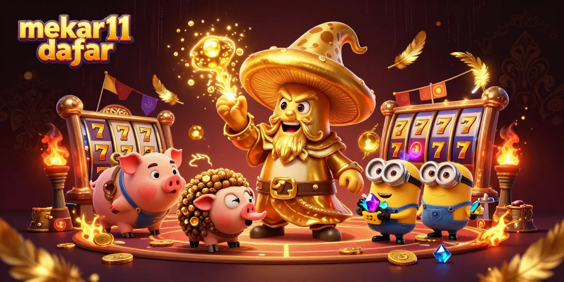 Spin and win with mekar11 daftar in this vibrant 3D casino scene, featuring magical elements and treasures.