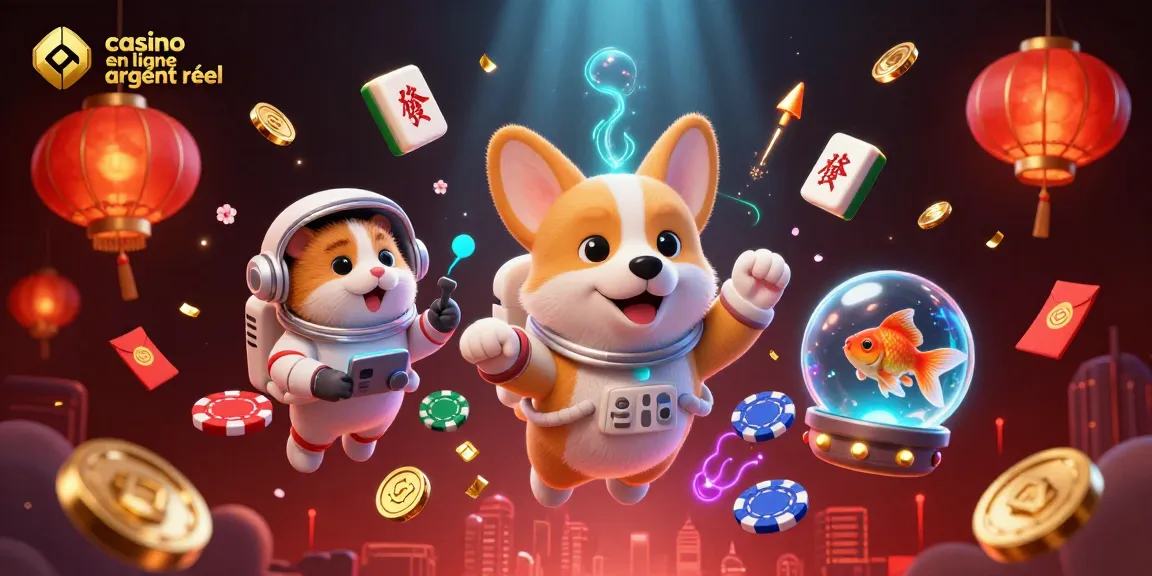 Gagnez avec le casino en ligne argent réel en jouant dans une scène de casino amusante avec un corgi astronaute et un hamster contrôleur.