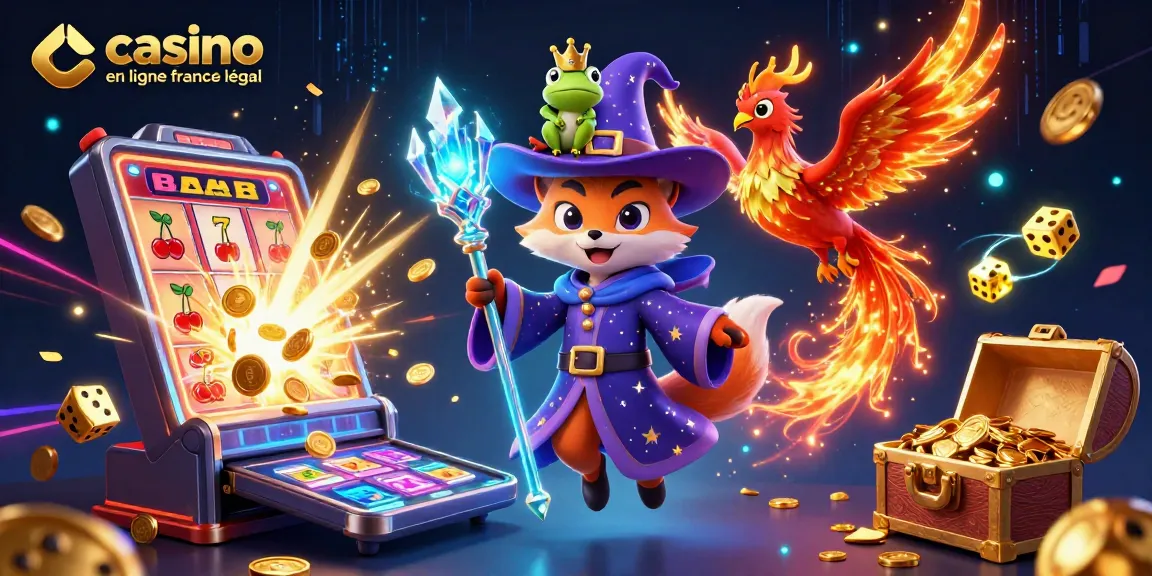 Illustration 3D vibrante représentant un casino en ligne France légal avec des jeux de machines à sous.