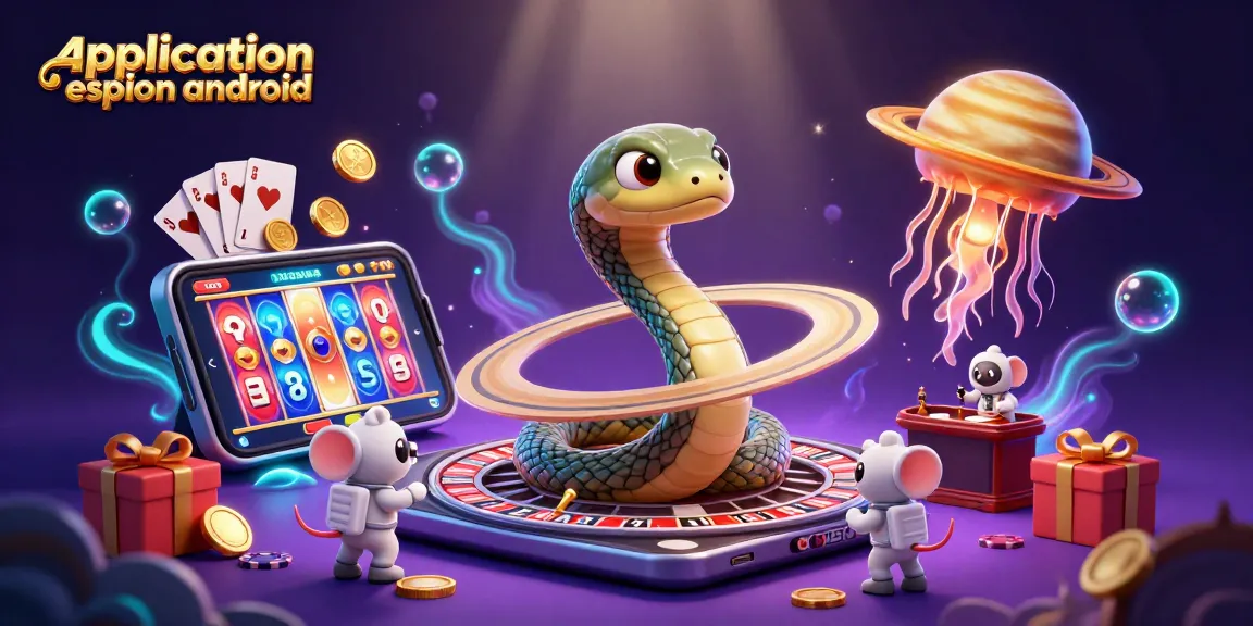 Application espion android : machines à sous et stratégies de jeu réunies dans une scène animée pleine de couleurs.