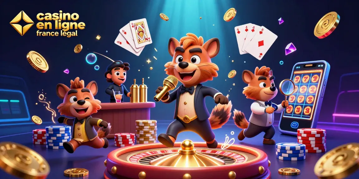 Illustration de casino en ligne France légal illustrant un club de comédie animé par des hyènes.