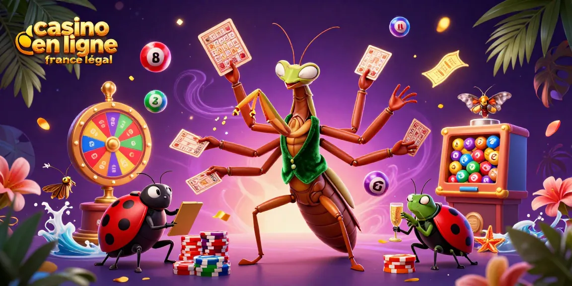 Visualisez le casino en ligne france légal avec une mante religieuse géante et une coccinelle au travail.