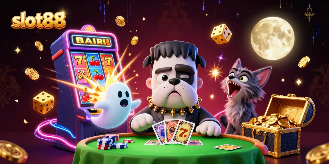 Experience thrilling spins with slot88 in this vibrant 3D casino illustration filled with engaging elements