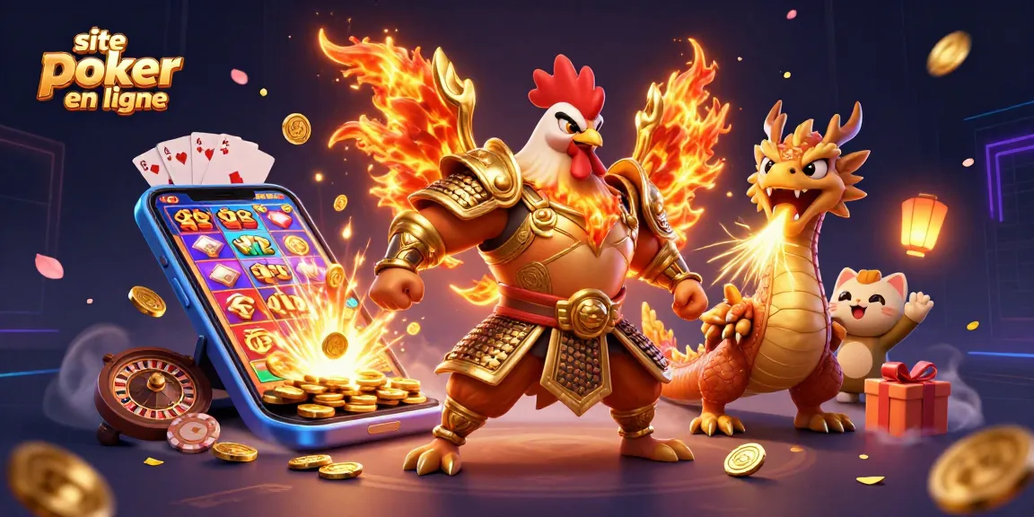 Jouer sur un site poker en ligne avec des personnages de guerre et des jeux de casino colorés.
