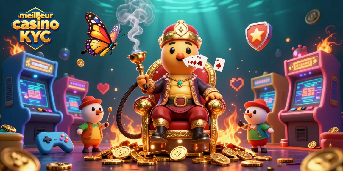 Jouez au meilleur casino sans KYC avec une scène vibrante de machines à sous et des symboles de poker.