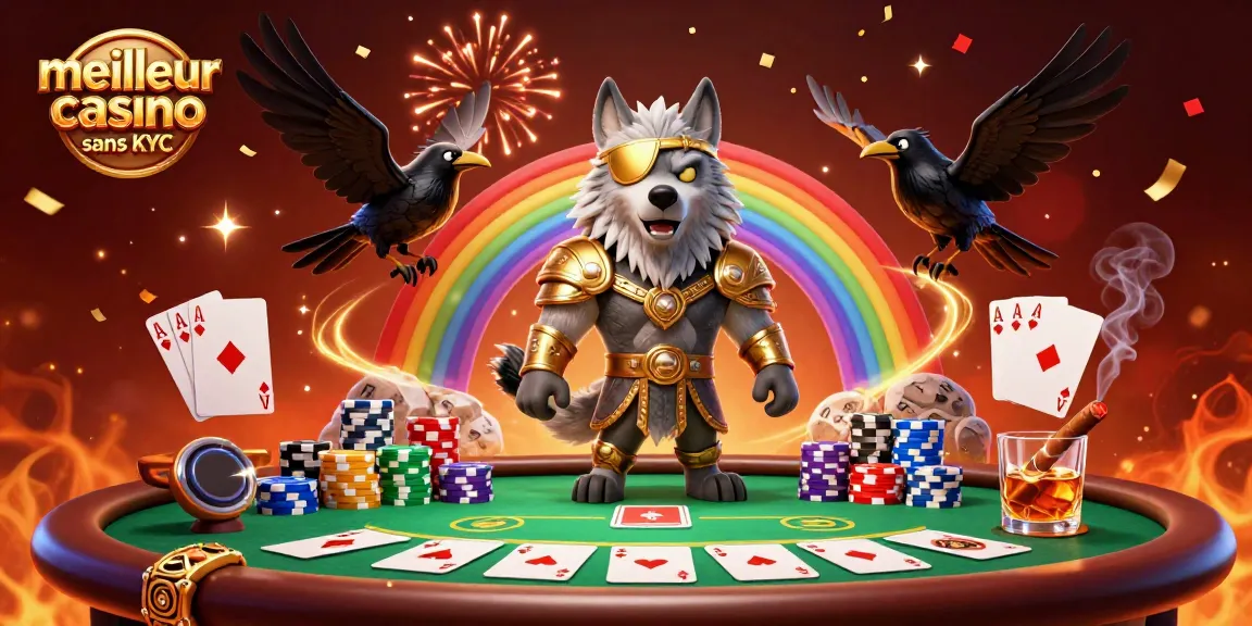 Jouez dans le meilleur casino sans KYC avec ce visuel captivant de poker et de mythologie.