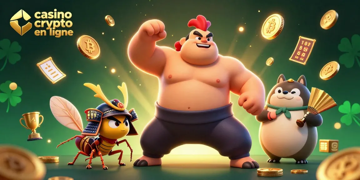 Profitez d'une expérience immersion dans le casino crypto en ligne avec un sumo et un criquet en duel virtuel.