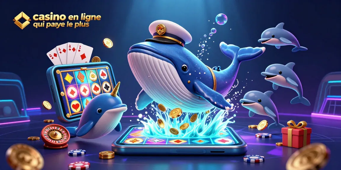 Le casino en ligne qui paye le plus : une scène animée avec une baleine, un narval, et des dauphins jouant avec des jetons de poker.